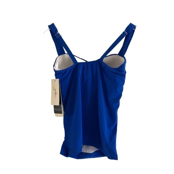 Profile By Gottex Cobalt Blue Tankini Top Built In Bra 34D NWT - Picture 4 of 10